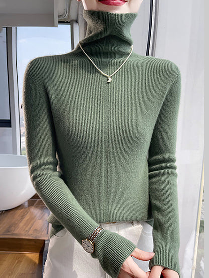 Autumn Turtleneck 100%wool Soft Sweater Qu013