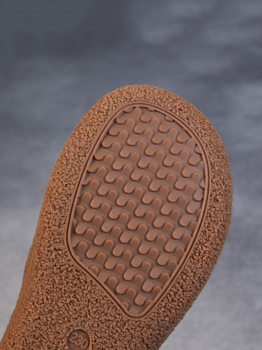 Summer Retro Leather Flat Shoes Qw1019