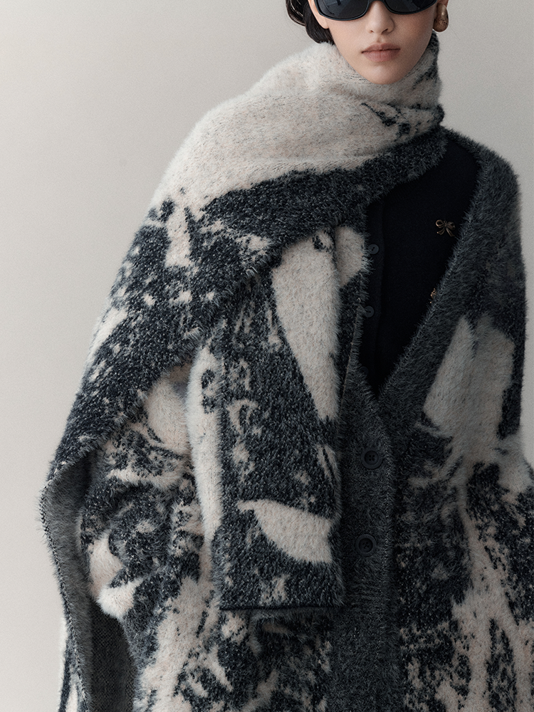 Retro Oversize Wool Cardigan