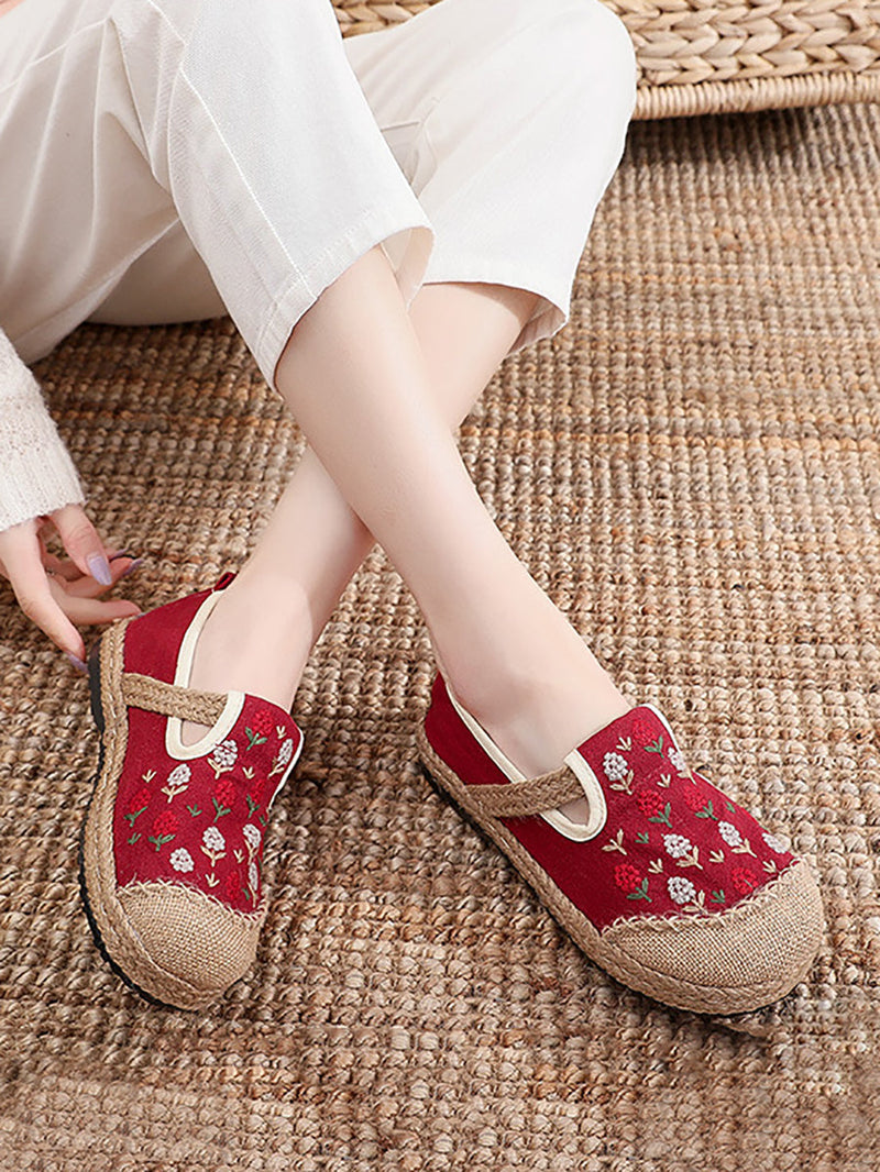 Summer Artsy Embroidery Linen Cotton Shoes Zz1005