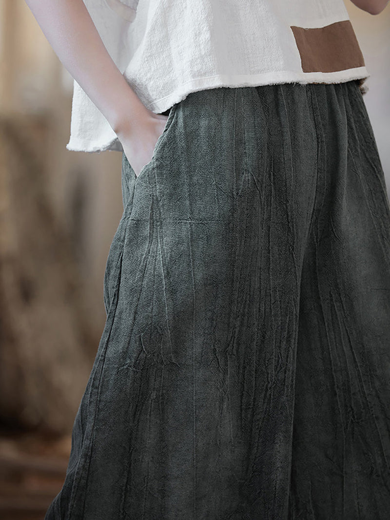 Summer Tie-dye Ramie Wide-leg Pants Io1009
