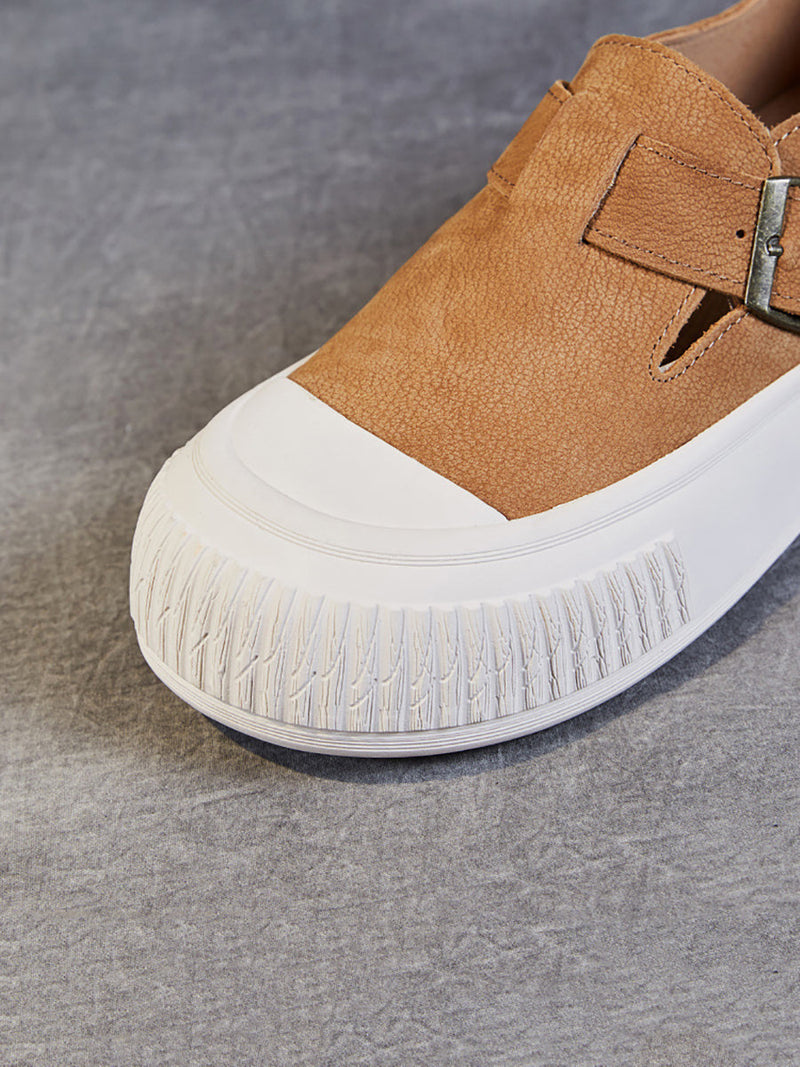 Leather Platform Flat Shoes Fg1027
