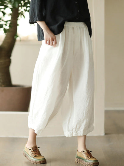 Summer Retro Linen Loose Harem Pants Fd009