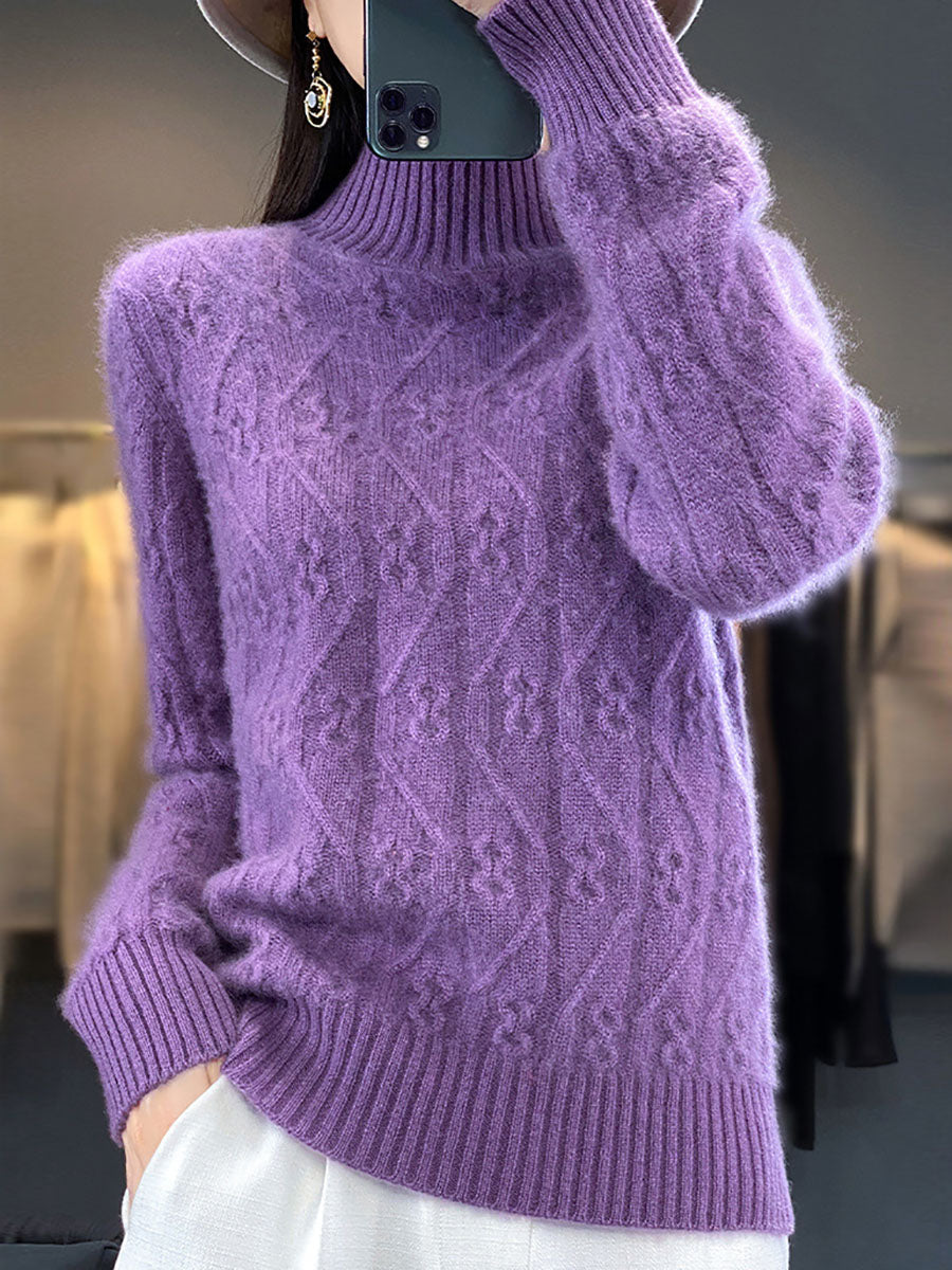 Autumn Half Turtleneck Wool Twist Knit Sweater Av1052