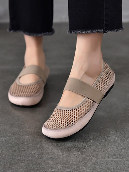 Low Heel Leather Summer Mesh Shoes