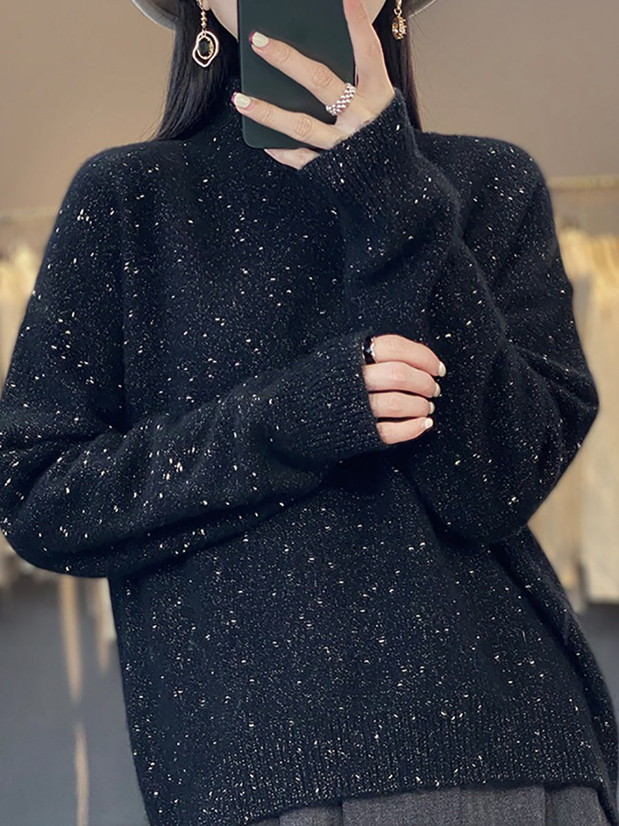 Autumn Knit 100%wool Half-turtleneck Sweater Wu009