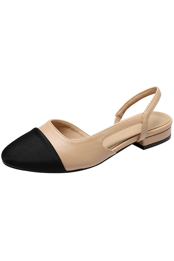 Fashionable Color-blocked French Thick-heeled Sandals