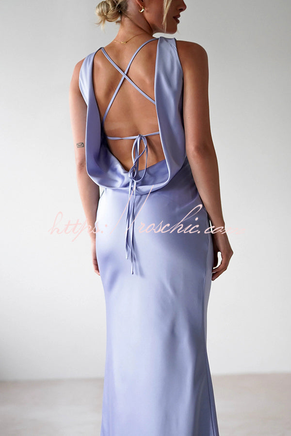 Color Backless Lace-up Slim Maxi Dress