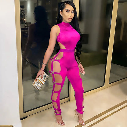 Wear Cutout Nightclub Tight Backless Jumpsuit