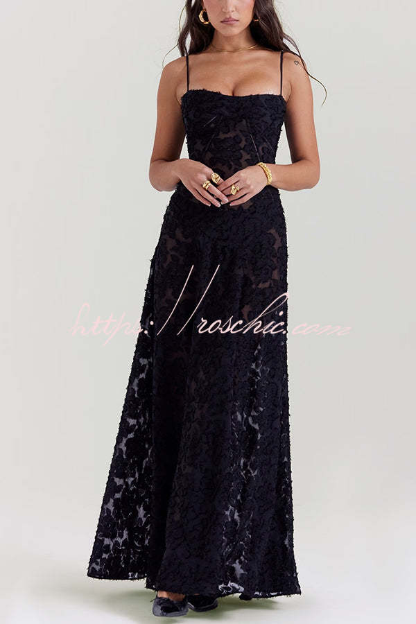 Suspenders See-through Holiday Slim Maxi Dress