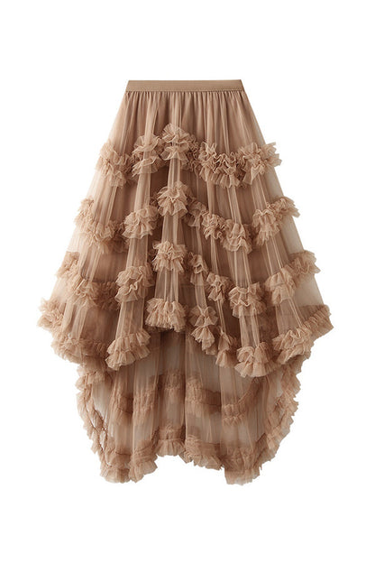 Candy Color Elastic Waist Mesh Skirt