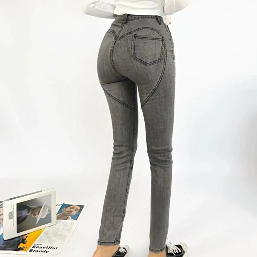 High High Waisted Jeans for Silm Fit Cotton Jean Street Temperament Denim Pant Female