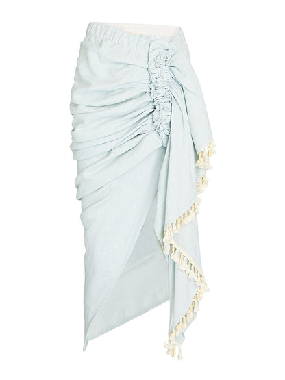 One-shoulder Swimsuit and Beach Skirt