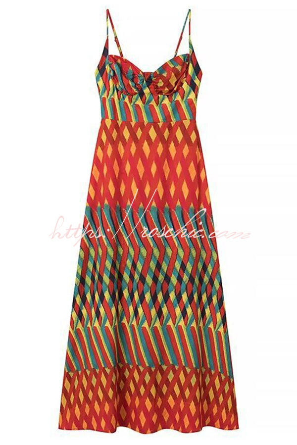 Jamila Unique Printed Backless High Rise Suspender Maxi Dress