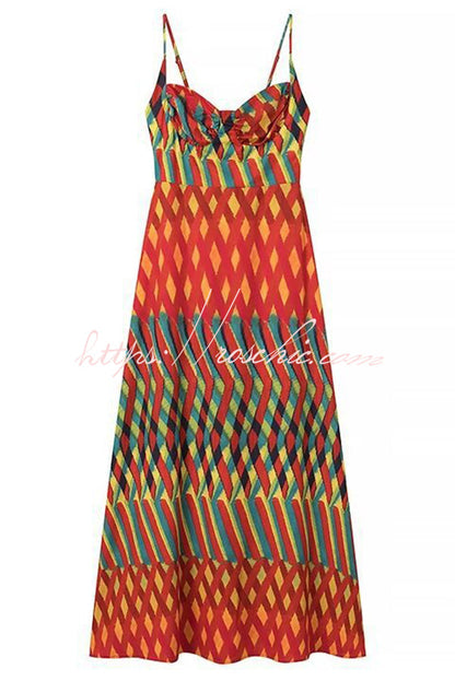 Jamila Unique Printed Backless High Rise Suspender Maxi Dress