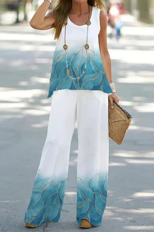 Summer Sleeveless T-shirt Trousers Two-piece Set