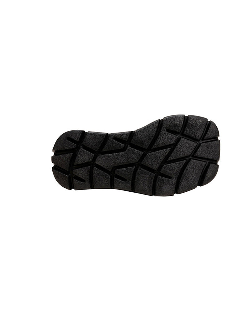 Retro Genuine Leather Spliced Platform Shoes Ah1077