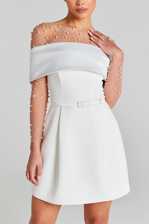 Off Shoulder Waisted A-line Mini Dress