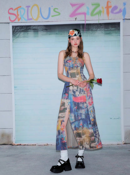 Abstract Print Maxi Dress
