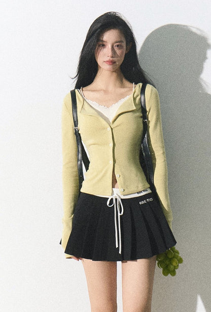 Pastel Lace Trim Cardigan