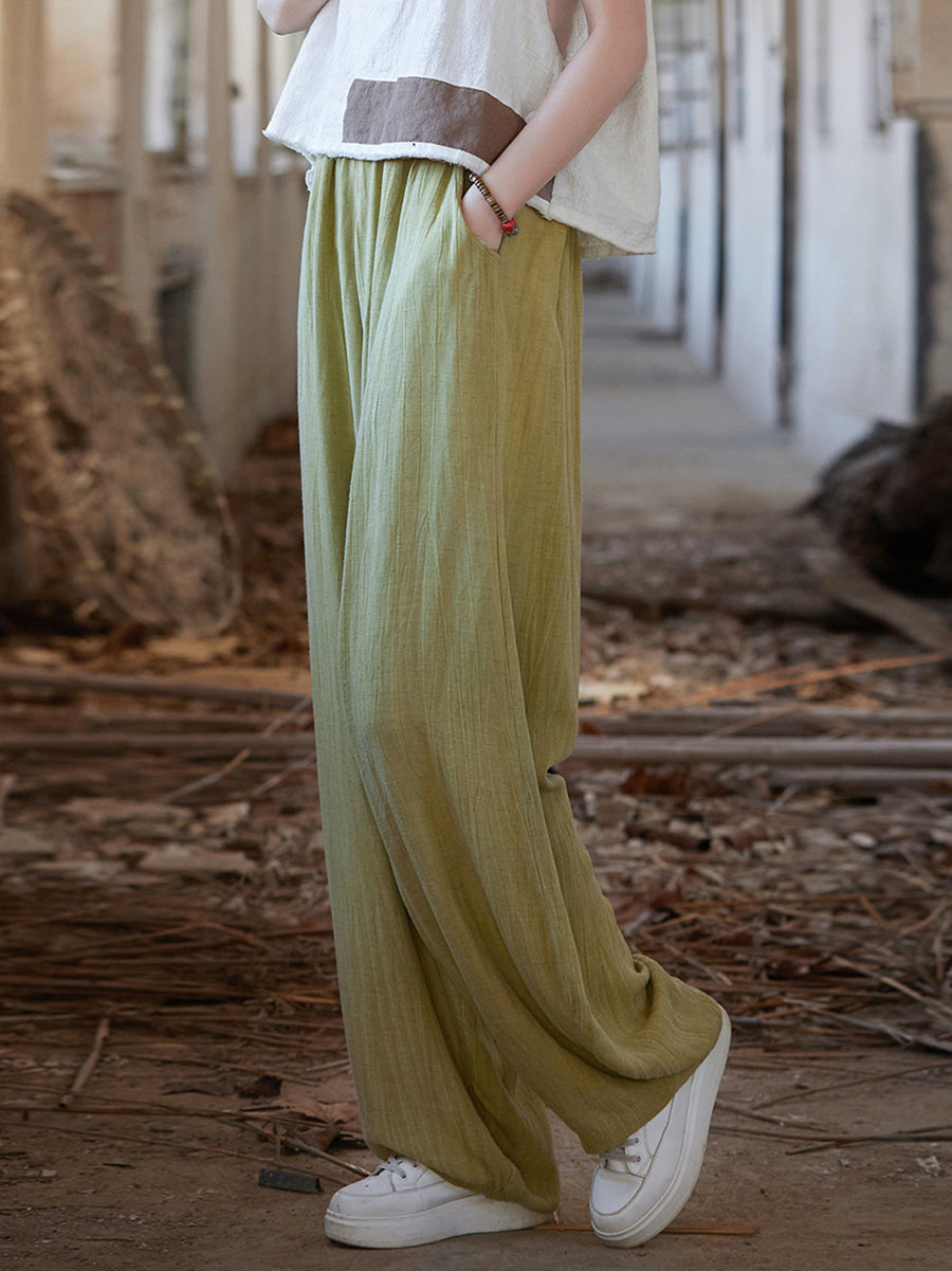 Summer Tie-dye Straight-leg Linen Pants Cv1013