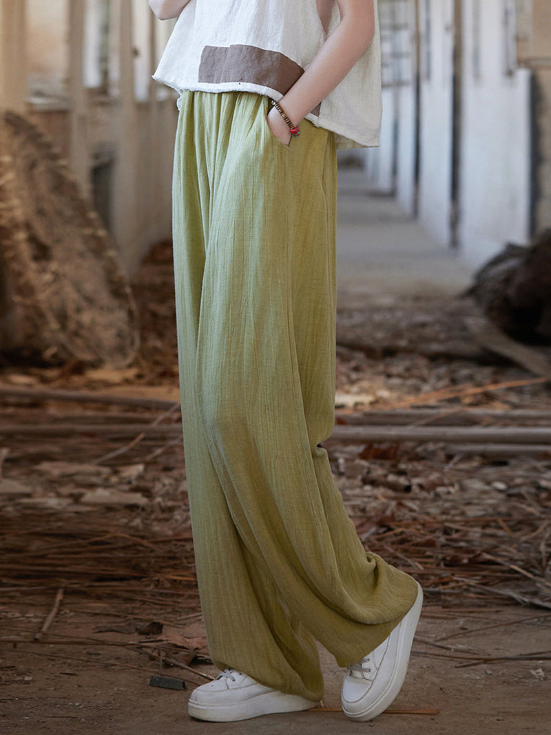 Summer Tie-dye Straight-leg Linen Pants Cv1013