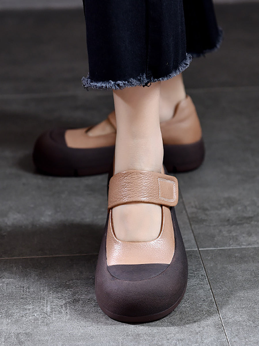 Summer Leather Colorblock Flat Shoes Cv1012