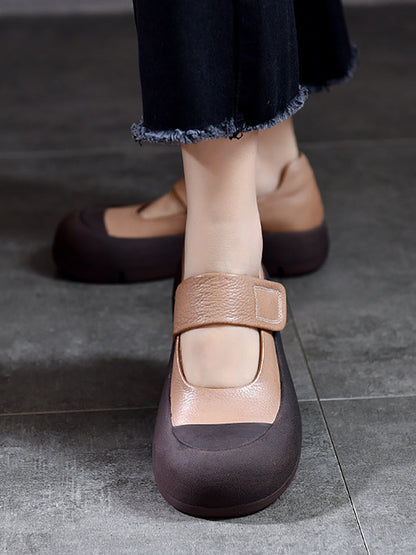Summer Leather Colorblock Flat Shoes Cv1012
