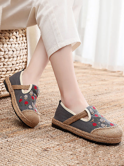 Summer Artsy Embroidery Linen Cotton Shoes Zz1005