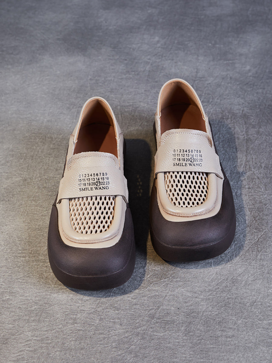 Summer Leather Cutout Flat Shoes Pp1030