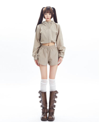 Sports Style Short Jacket and Shorts