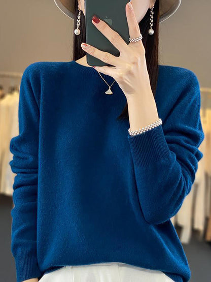 Autumn Knit 100%wool O-neck Sweater Wu023