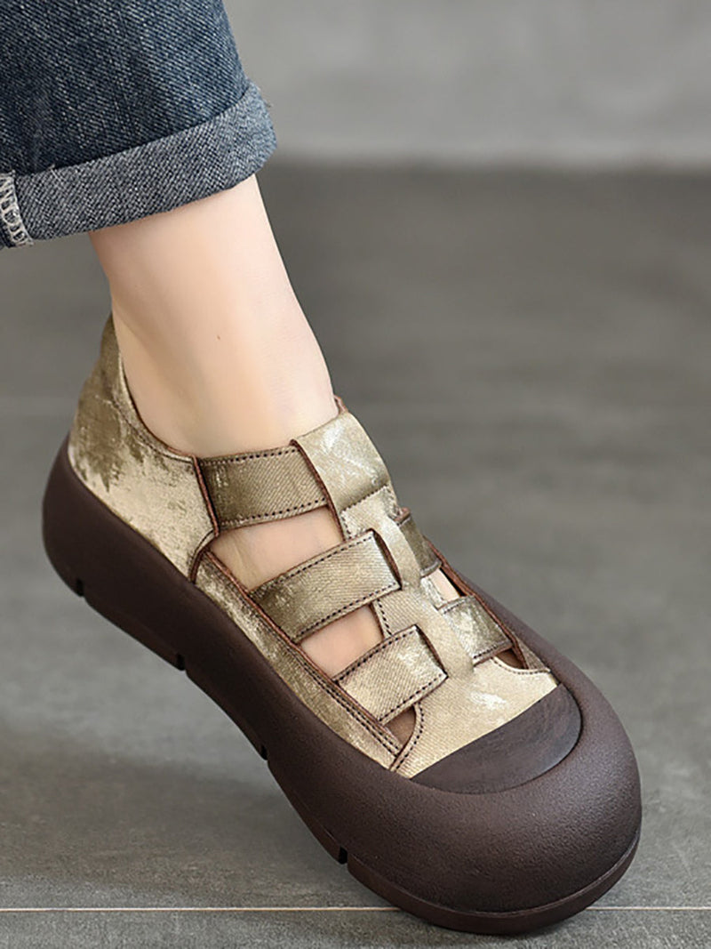 Summer Genuine Leather Platform Shoes Aa1019
