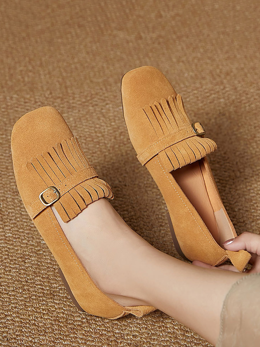 Summer Suede Leather Tassel Shoes Io1028