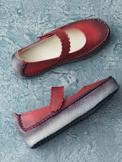 Summer Leather Velcro Flat Shoes Zz1040