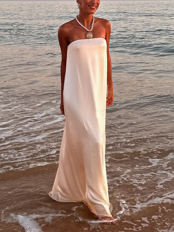 Satin Evening Gown Maxi Dress