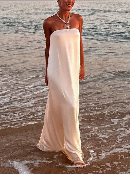 Satin Evening Gown Maxi Dress