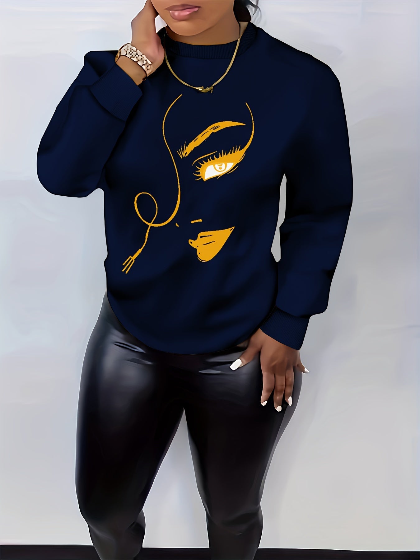 Graphic Print Pullover Sweatshirt Fg3549
