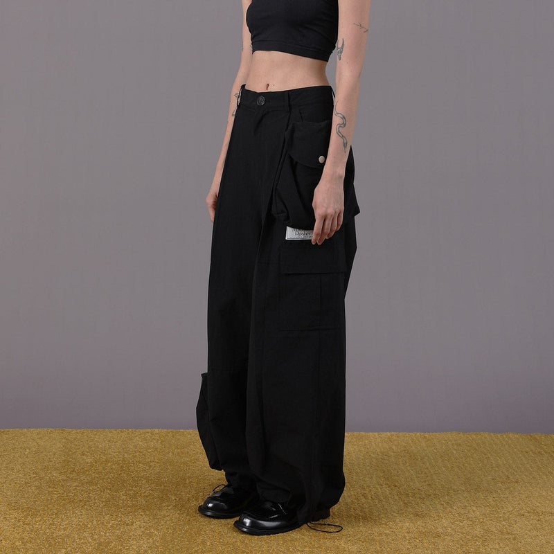 Detachable Pockets Wide-leg Cargo Pants