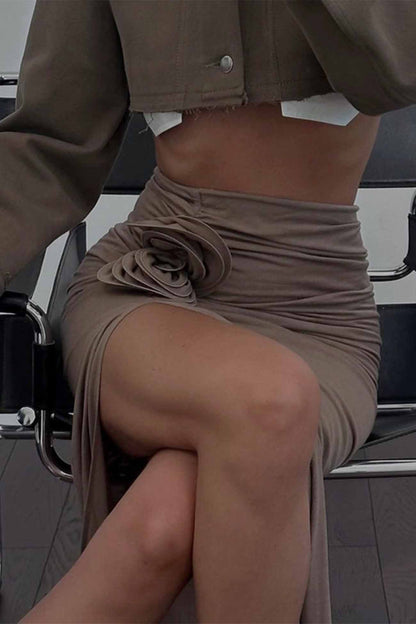 Ruched High Slit Skirt
