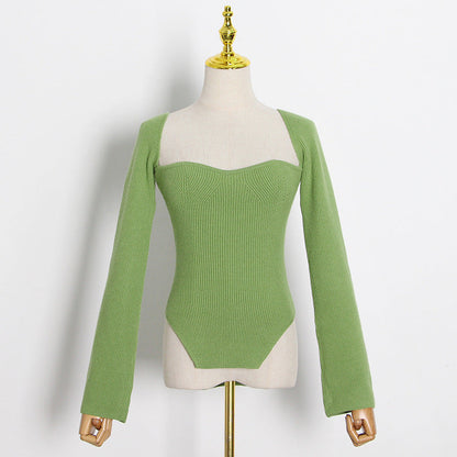 Spring Summer Pirational Arc Hem Side Slit Inner Sweater Sweater