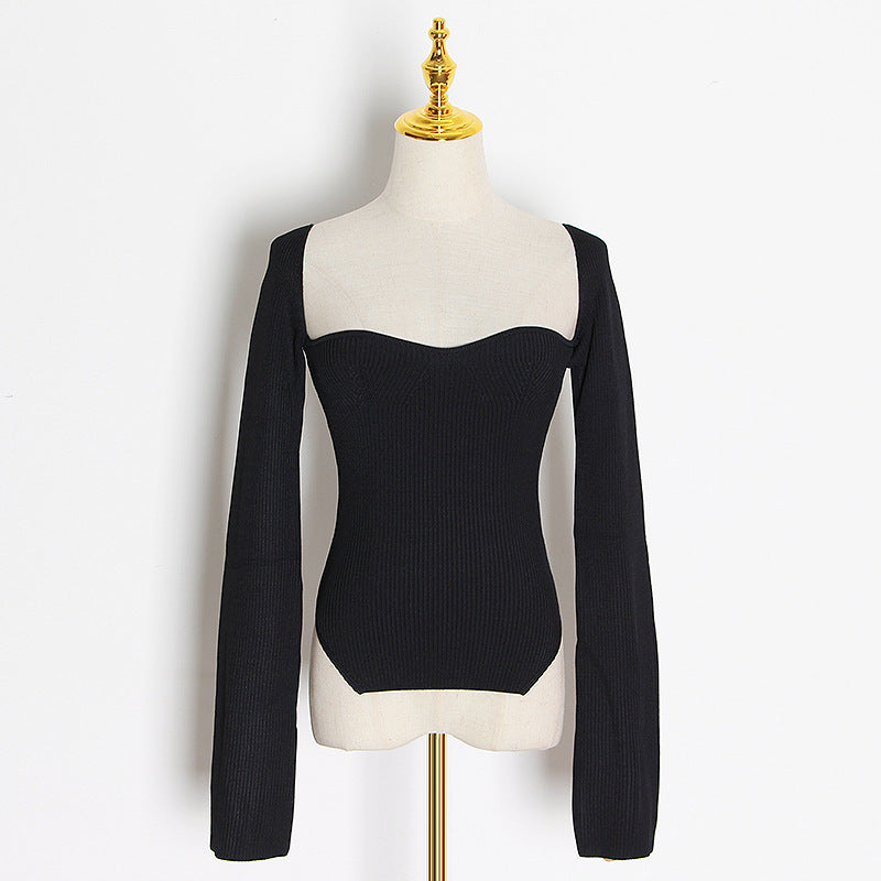 Spring Summer Pirational Arc Hem Side Slit Inner Sweater Sweater