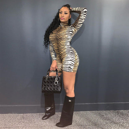 Autumn Turtleneck Pullover Long Sleeve Romper