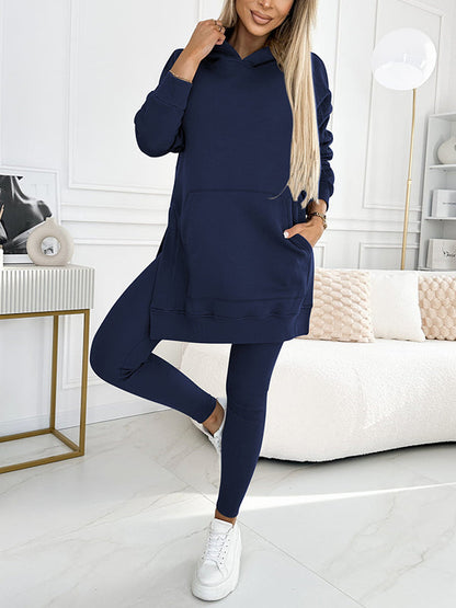 Color Hoodie and Leggings Two-piece Set