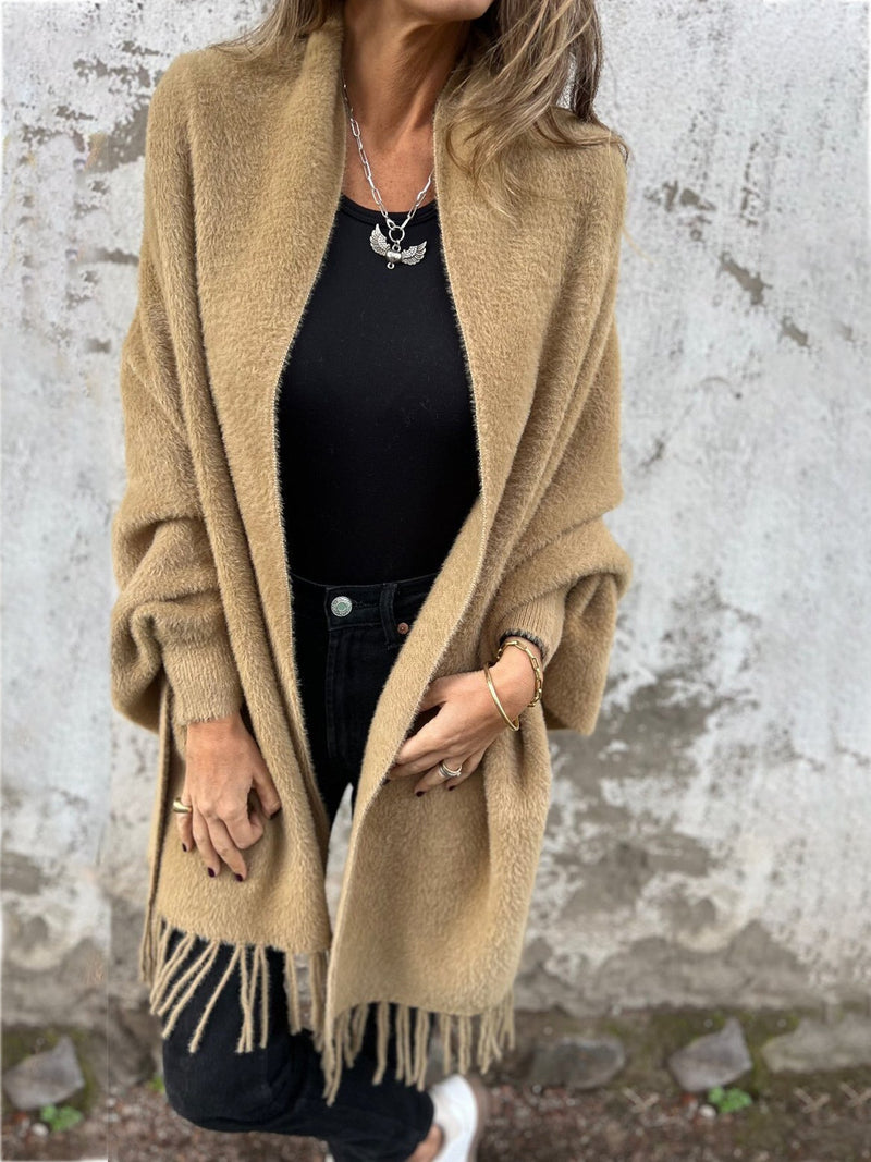 Long Sleeve Tassel Shawl Coat