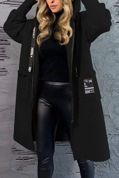 Color Plush Hooded Coat