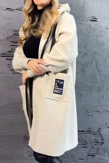 Color Plush Hooded Coat