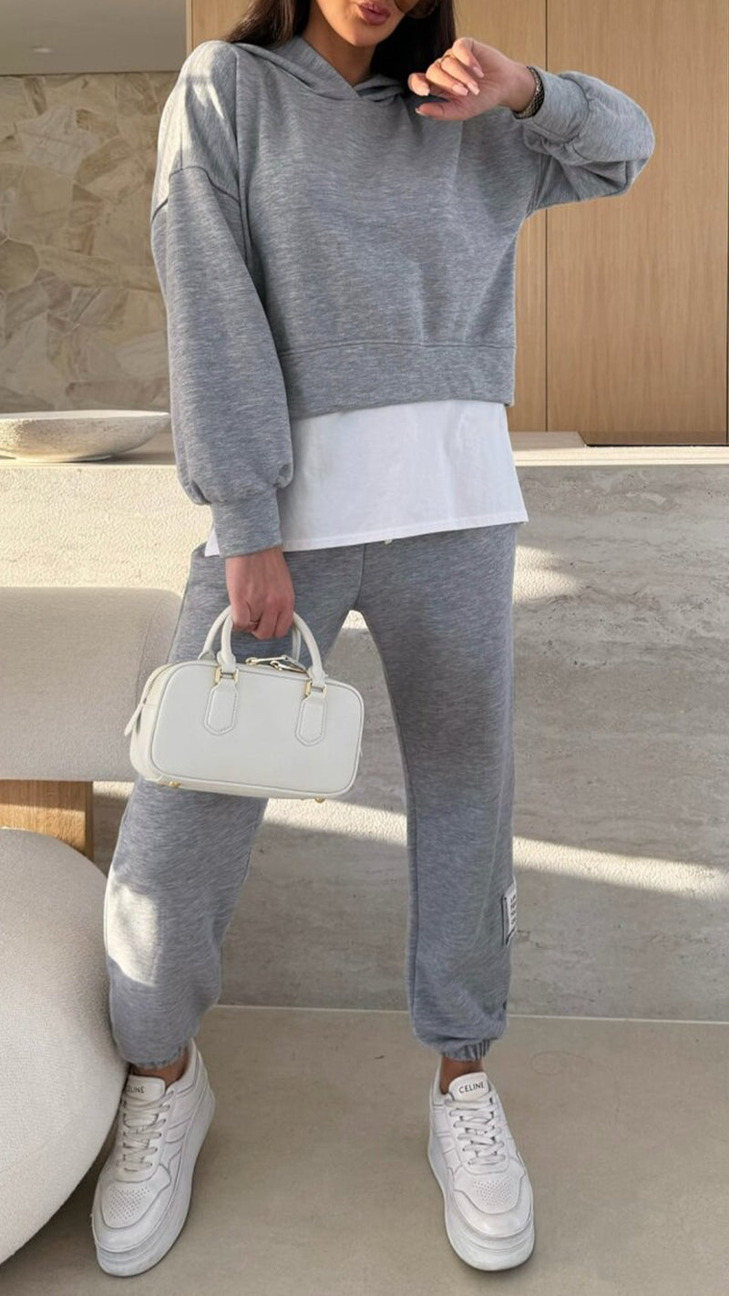 Hooded Patchwork Sweatshirt Suit