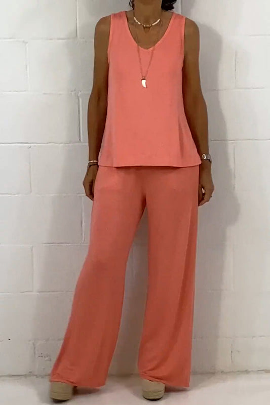 Spring Sleeveless Crewneck Loose Two-piece Set