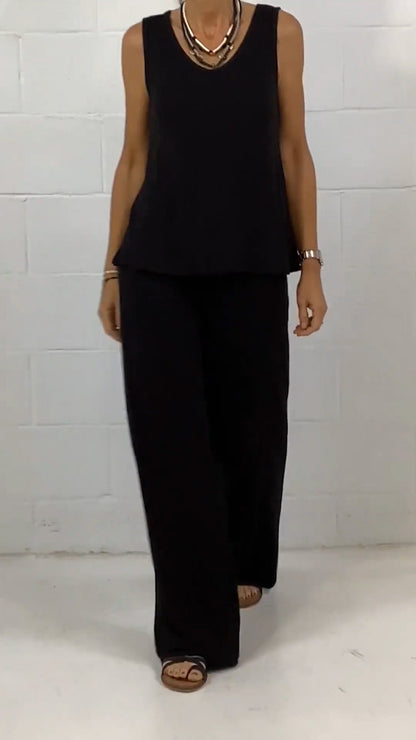 Spring Sleeveless Crewneck Loose Two-piece Set